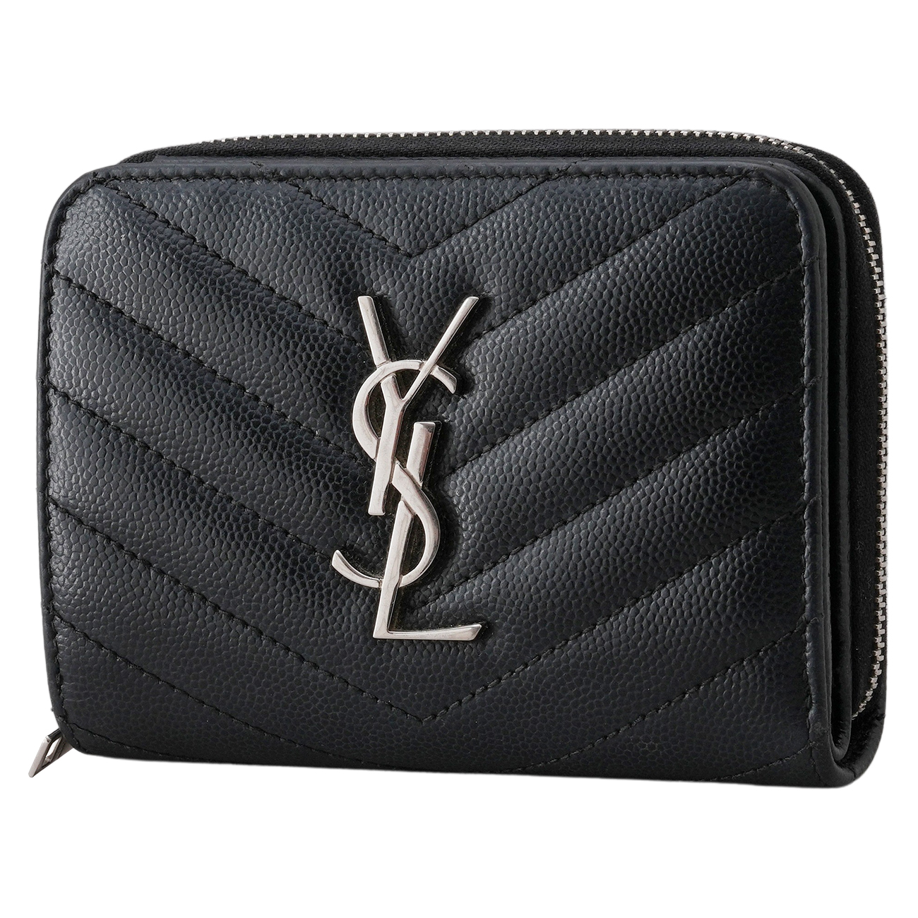 YVES SAINT LAURENT(USED)생로랑 403723 모노그램 쉐브론 컴팩트 반지갑